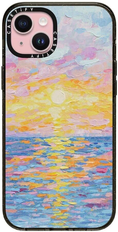 CASETiFY Impact iPhone 15 Plus Case [4X Military Grade Drop Tested / 8.2ft Drop Protection/Compatible with Magsafe] - Frosted Sunset - Clear Black