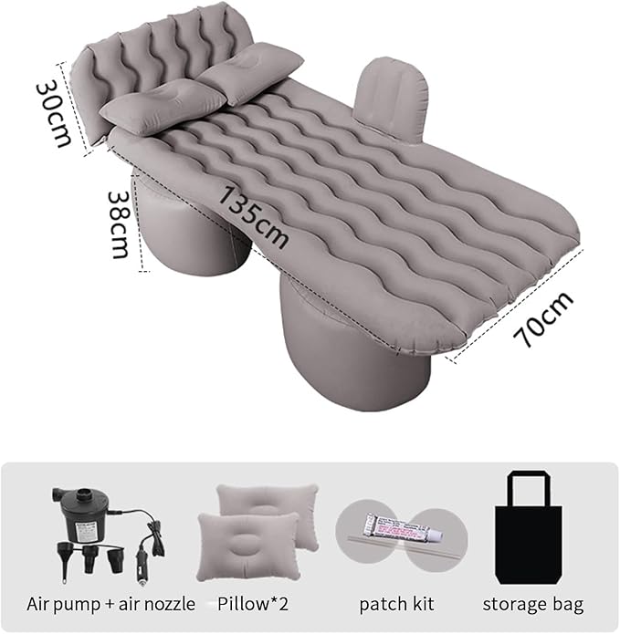 Car Air Mattress for Silverado 1500/GMC Sierra 1500 2019-2023 2024, Inflatable Car Bed for Back Seat Sleeping, Soft Car Inflatable Bed Back Seat Mattress Airbed,B Grey