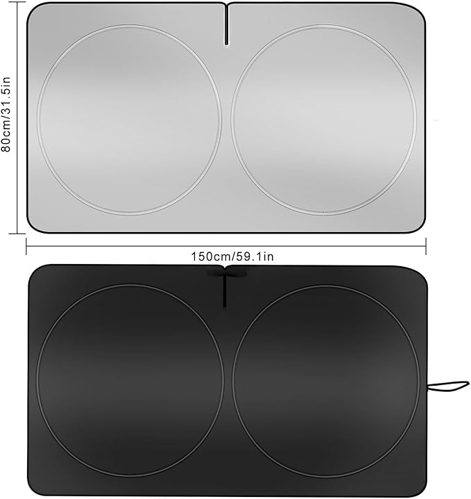YUGUANG Car Windshield Sun Shade, Blocks Heat and Sun, Keep Cars Interior Cool, Foldable 240T Thickened Automotive Sunshade Cover for Car SUV Truck Front Windshield (59''x 31.5'')