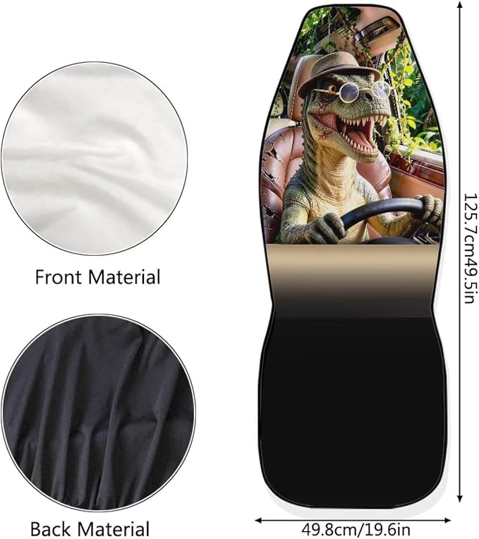 Dinosaur Car Seat Covers Front Seats Nonslip Auto Interior Accessories 2 Pcs Set Cool Stretch Polyester Fabric Cover Automobile Front Seat Covers for Cars SUV Sedans