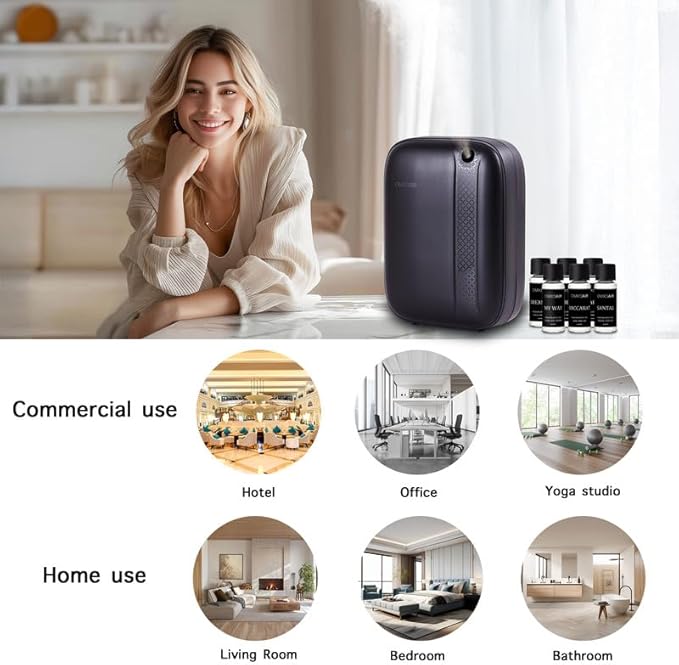 Hotel Waterless Essential Oil Diffuser – Include Top6 Scent Oil - 400ml/2000 Sq Ft - Aromatherapy Scent Diffuser Machine, Oil Diffusers for Home Bedroom, Large Room, spa,Office & Car, Air Diffuser