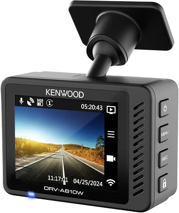 KENWOOD DRV-A510WDP Dash Cam Front and Rear with GPS, Full HD Dash Camera for Cars, Trucks & RVs, Bluetooth & WiFi Support, Loop Recording, G Sensor, Motion Detection