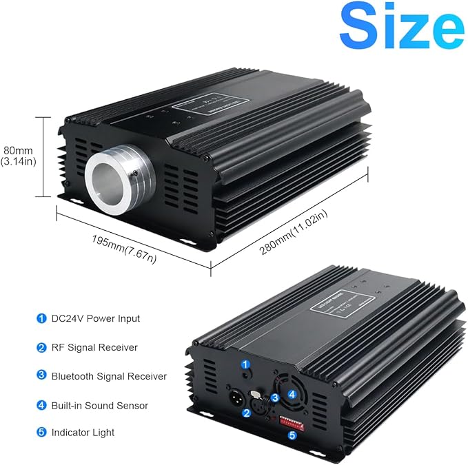 AMKI DMX 90W Light Source Engine Driver Remote/APP Control Starlight Box Motor Remote Control, Connect with DMX512 Console Decoder