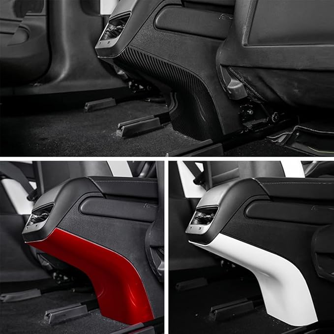 Rear Center Console Kick Protector Pad Cover Rear Air Condition Vent Outlet Anti Kick Trim Panel for 2017-2023 Tesla Model 3 Y AC Vent Lower Anti-Dirty Panel Decorative White Interior Accessories