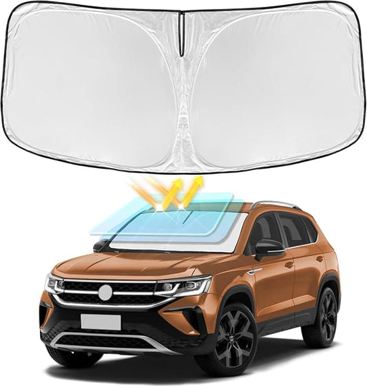 for Volkswagen VW Taos 2022-2025 2026 Windshield Sun Shade - 4 Layers Car Sunshades for Front Windows Shade Cover Custom Fit VW Taos Sun Visor 250T Retractable Shade Blocks UV Rays Car Accessories