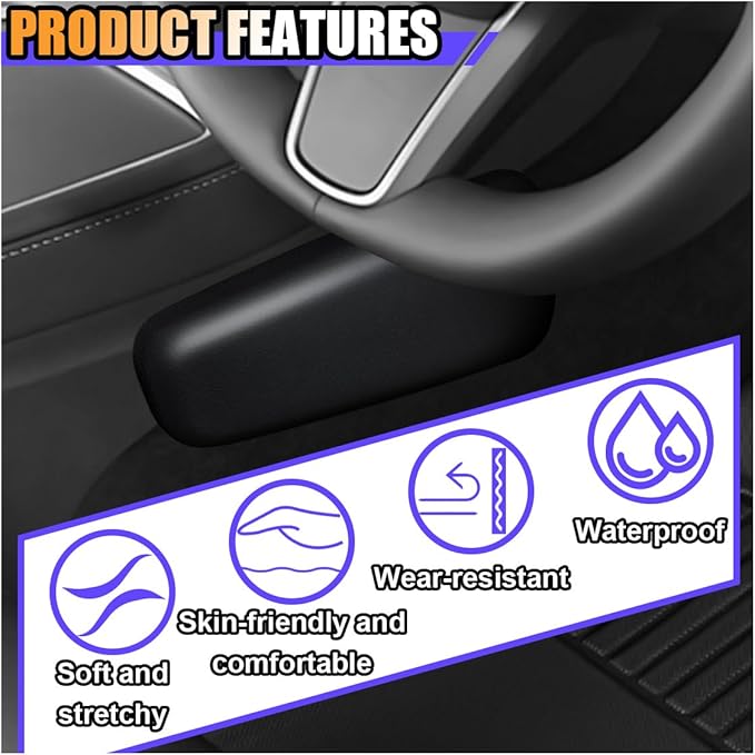 2PCS Car Door Armrest Pads, Soft Memory Foam Car Knee Leg Elbow Cushion, Leather Car Arm Rest Pillow for Comfort Support, Universal Car Interior Accessories for Most Vehicles (Black)