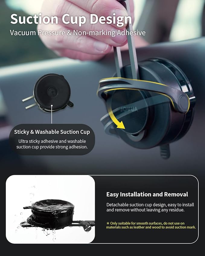 Jowua 6D Tesla Compatible Invisible Foldaway Car Mount (Magnet) for Tesla S/3/X/Y/Cybertruck (NO Wireless Charging)