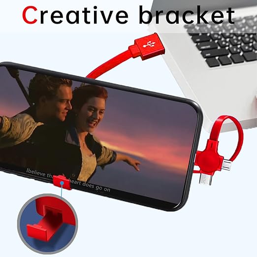 2 Pcs 3 in 1 Retractable Multi Fast Chargers Cable(3.28FT) with USB C/Micro USB/L and Phone Stand, Compatible with iPhone 17/16/15/14/13/12/11/10/9/8/Android/Tablet