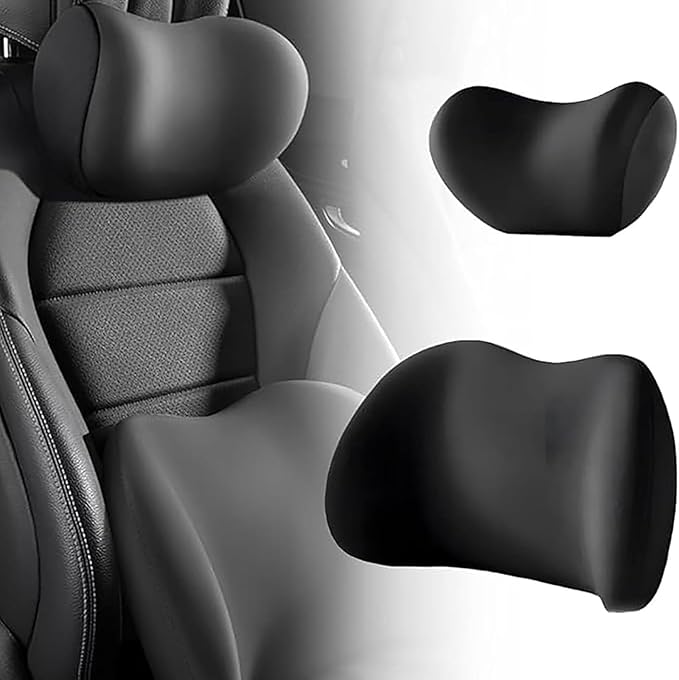Car Headrest & Lumbar Support Cushion for Dodge Ram Promaster 2013-2020, Ergonomic Memory Foam Neck Head Pillow Seat Adjustable Strap Removable Breathable Interior Accessories,Black