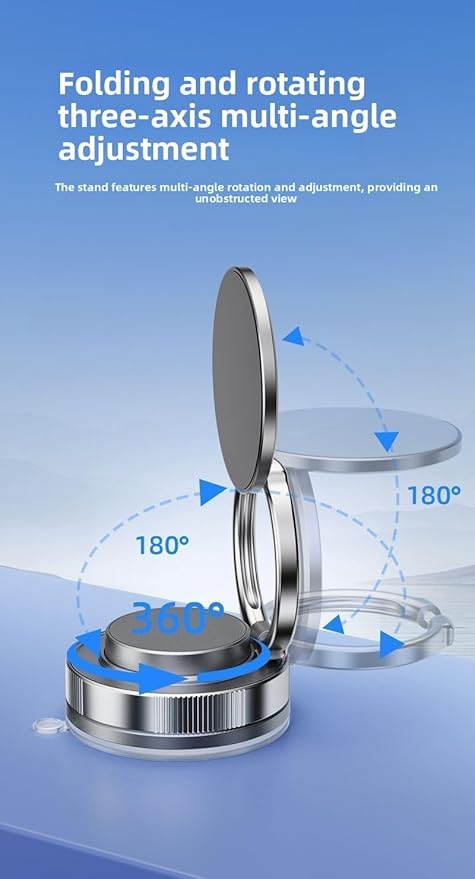 Upgraded adjustable vacuum magnetic car phone holder, strongest suction cup phone holder, 360° foldable car holder, suitable for cars/mirrors/smooth surface, compatible with iPhone and Android (White)