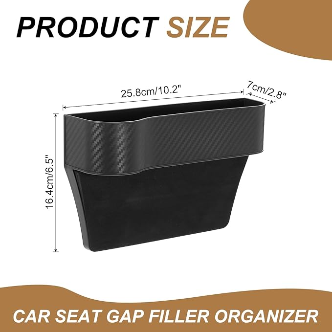 HARFINGTON Car Seat Gap Filler Organizer 10.2 x 6.5 x 2.8 Inch PP Universal Car Organizer Storage Box Between Seat and Console (Left) with Cup Holders for Phone Sunglasses Keys, Black