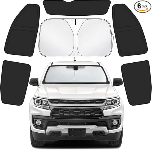 Car Window Shades Intended for Chevrolet Colorado 2015-2022, Privacy Window Covers 6PCS for Side, Rear & Windshield, Car Shield Sunshade for Privacy Protection, Heat Blocking, Camping and Parking