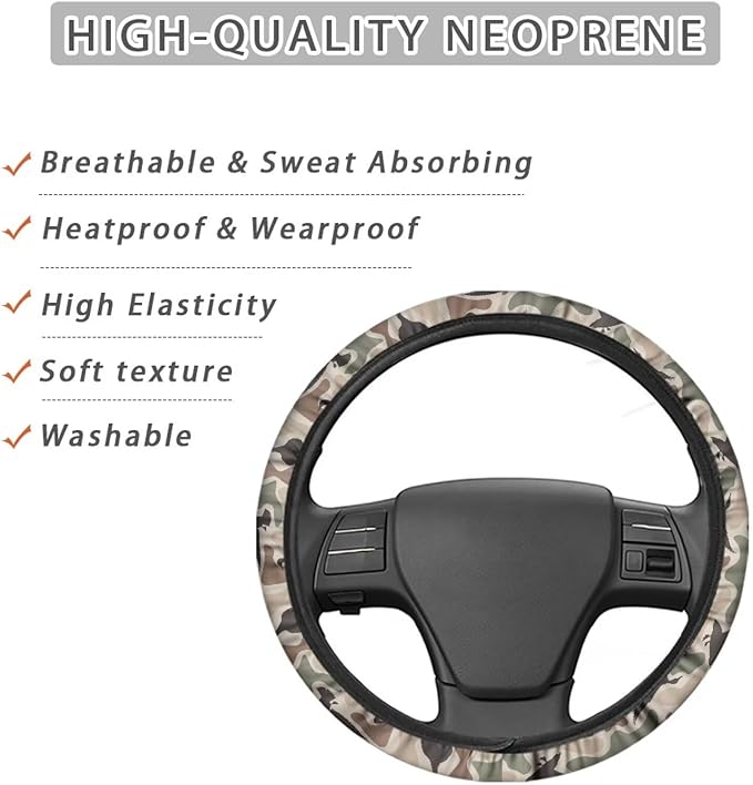 SEANATIVE Auto Steering Wheel Cover Universal 14inch-15inch Steering Wheel Covers for Men Duck Camo Hunter Car Interior Accessories