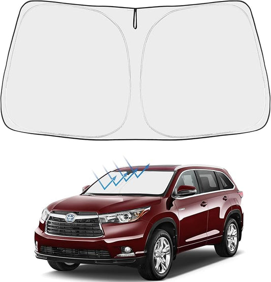 Proadsy 2026 Upgrade Front Windshield Sun Shade Foldable Sunshade Protector Custom Fit 2014-2019 Highlander LE XLE SE Limited Hybrid SUV Accessories