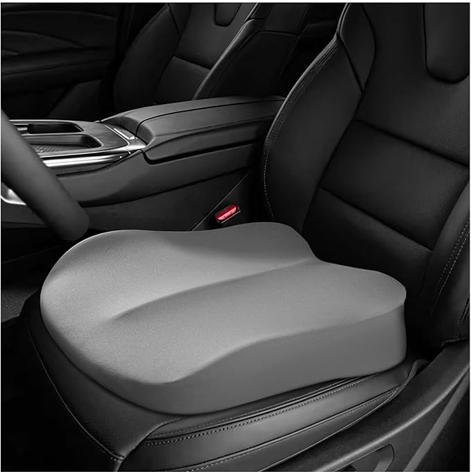 Car Seat Cushion, Ergonomic Memory Foam Auto Booster Seat Pad with Nonslip Bottom, Comfortable Vehicle Cushion for Short People Driving Fit for Sedan Truck SUV, Car Accessories (Gray)