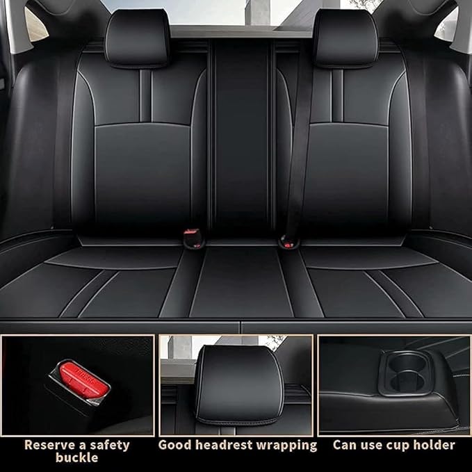 AOMSAZTO Custom Fit Seat Covers for Honda Civic Seat Covers Hatchback EX Sport Touring EX-L 2018 2019 2020 2021 Full Set Faux Leather Breathable Car Seats Covers Black