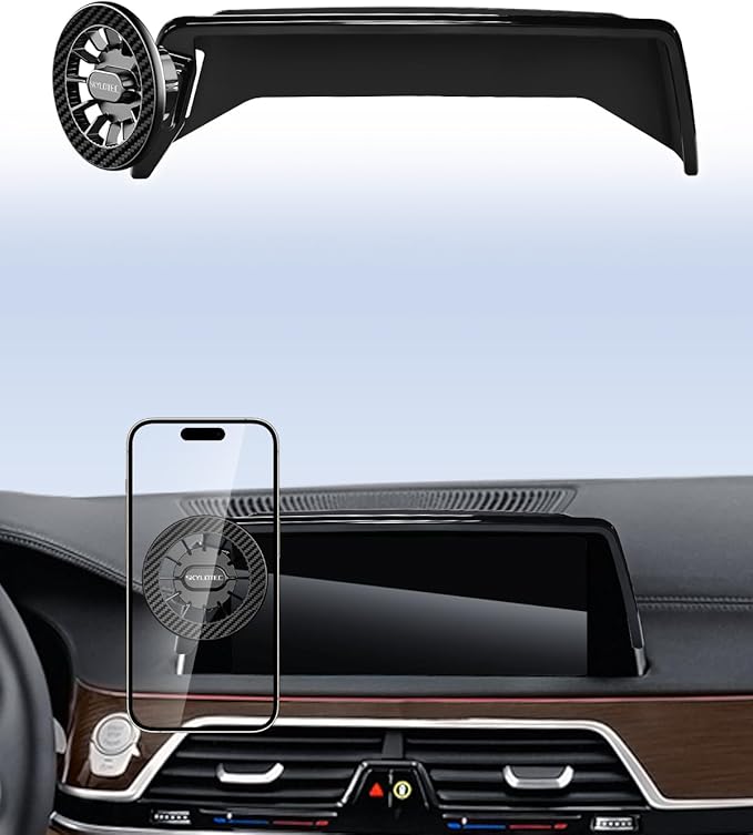 Car Phone Holder for BMW 7 Series 2016-2020 2021 2022 Accessories 10.25/10.3-Inch Screen Fixed Clip, Automobile Cradles Magnetic Phone Mount Compatible with MagSafe, Strong Magnets Cell Phone Base