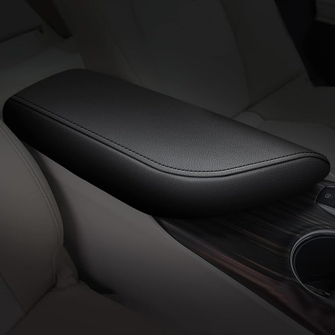 AOMSAZTO Center Console Cover Customized Armrest Cover Compatible with 2018-2024 Toyota Camry, Leather Arm Rest Covering for Car, Well-Make Durable Console Cushion Pad, Black