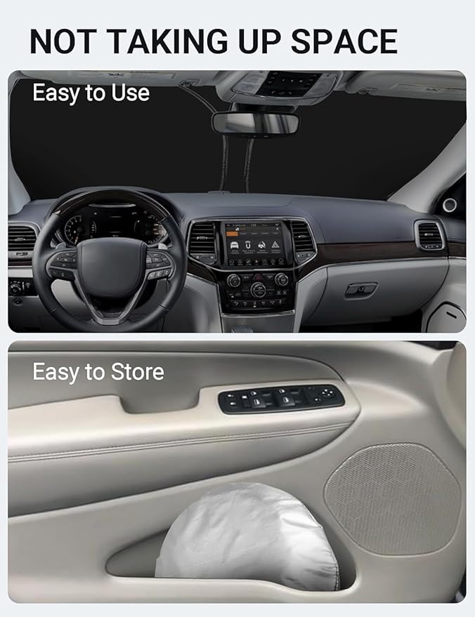 Proadsy Windshield Sun Shade for Jeep Grand Cherokee 2014-2025 2026 4-Layer Foldable Front Sunshade Protector Sun Visor Blocks UV Rays Keep Car Cooler