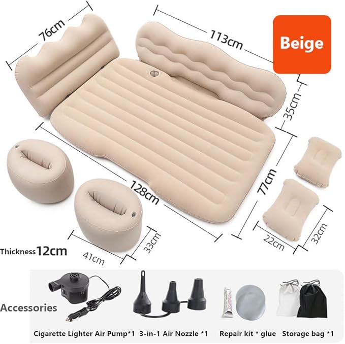 Car Inflatable Air Mattress for Nissan Armada (new Generation) 2025 Inflatable Back Seat Car Bed Double-Sided Portable Camping Travel Sleeping Bed,Beige-Mountain Design