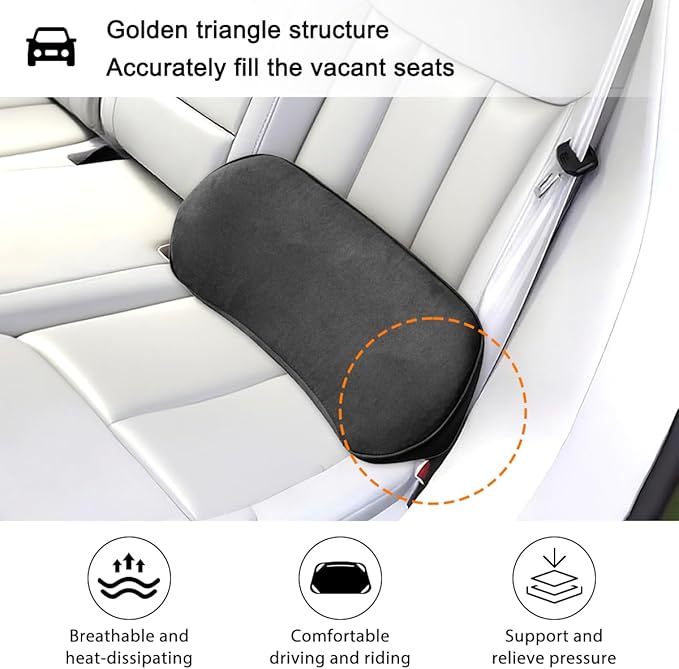 Car Lumbar Support Pillow, Memory Foam Vehicle Seat Lower Back Support Cushion for Back Pain Relief & Sciatica, Comfortable Auto Driver Seat Pad, Universal for Vehicles (Black)