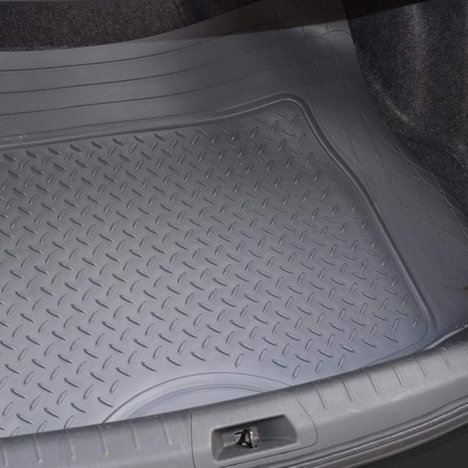 Motor Trend FlexTough™ Deep Dish Plus Rubber Car Floor Mats with Trunk Mat Cargo Liner, Front & Rear Combo Set fits Most Car SUV Van Coupe Sedan, Heavy Duty All Weather Trim to Fit