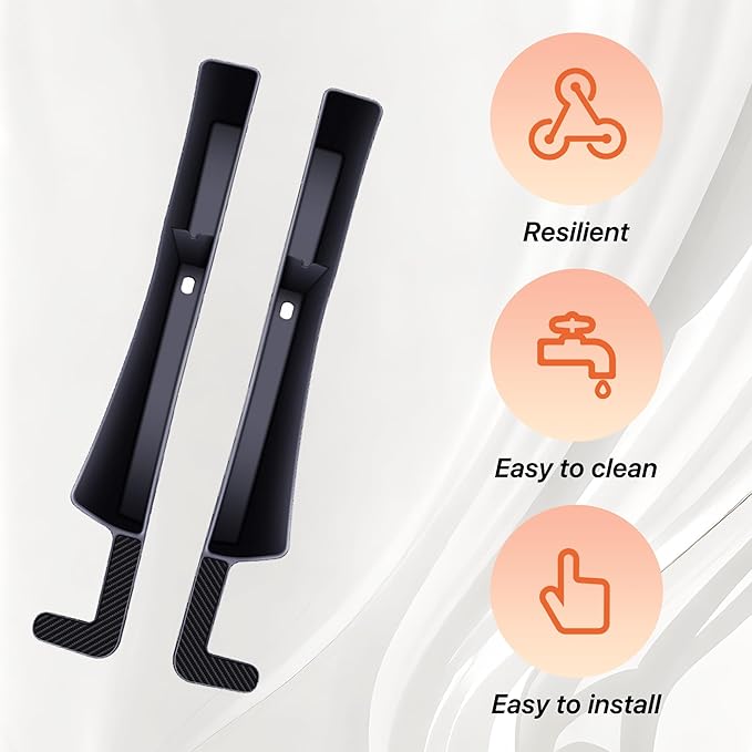 2PCS Car Seat Gap Filler, Anti-Drop Vehicle Console Crevice Blocker with 2 Storage Areas, Seat Side Seam Organizer Plug from Droping, Universal Automotive Interior Accessories (Black)