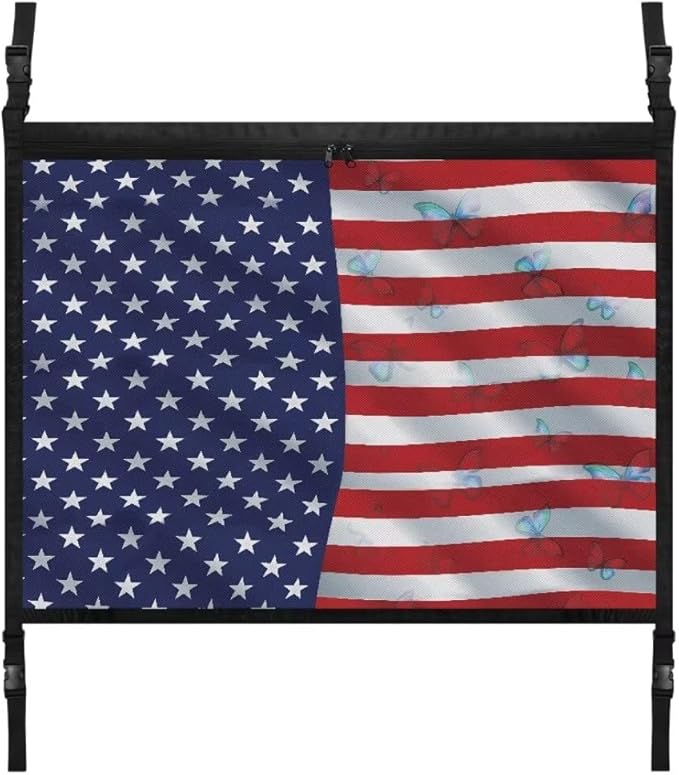 American Butterfly Flag Car Roof Storage Bag Hanging Car Storage Bag Premium Car Seat Organizer Inner Car Accessories Compatible with Most Vehicles