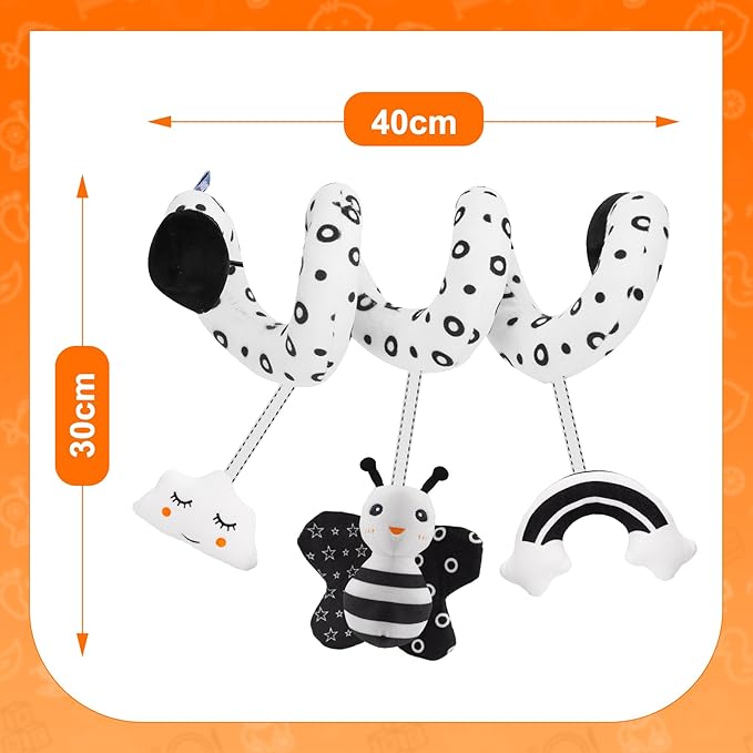 FPVERA Infant Car Seat Toys for Babies 0-6 Months: Travel Baby Toy for Rear Car Seat, Adjustable Mobile Activity Arch with Music, Sensory Hanging Toy Fits SafetyCrib, Stroller