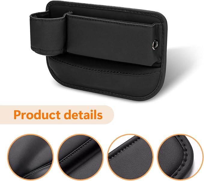 Pack-1 Car Organizers Storage Box, Car Seat Gap Filler with Cup Holder, Leather Center Console Side Storage Box, Universal for Most Cars, Trucks, Vans (Black), YUMCWH2408BL-1PC