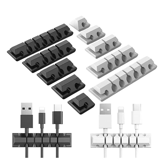 MUdson Cable Fixer Cable Organizer Clips in Car Home Office Desktop Tidy Management Wire Cord Holder Cable Winder Keyboard Durable (Color : White-1 Clip)