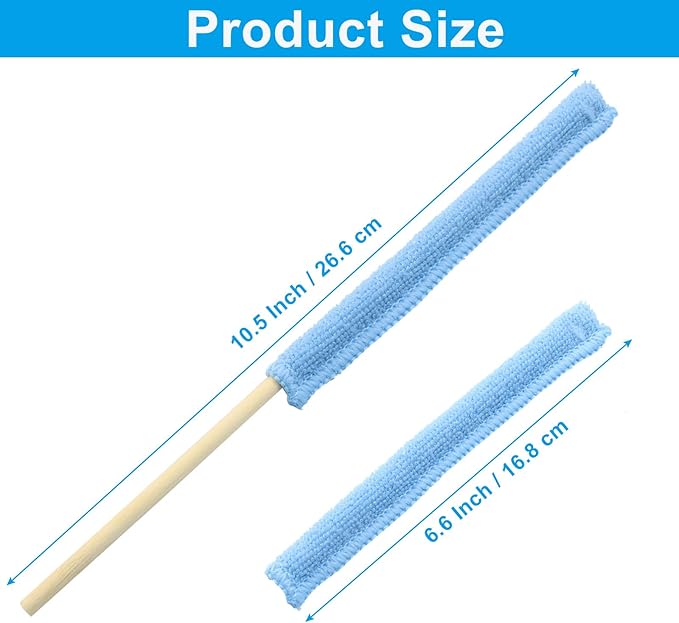 6 Pcs Microfiber Detail Duster Sticks, Mini Duster Crevice Cleaning Tool Kit for Car Air Vents, Home Blinds, Fans, Windows, Small Spaces, Gap Dust Cleaner