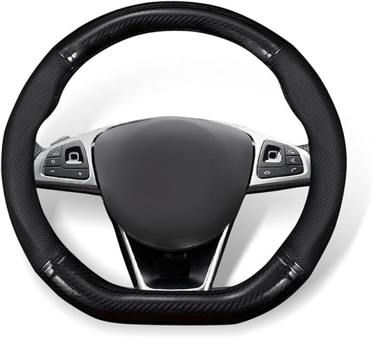 1 Pack Car Breathable Steering Wheel Cover, Wear -Resistant Steering Wheel Sleeve, Carbon Fiber Non-Slip Steering Wheel Protector, Four Seasons Universal Steering Wheel Set (D -Shaped)