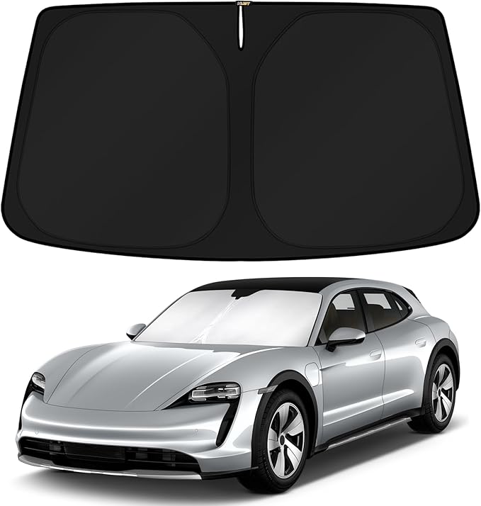 KUST Windshield Sun Shade for 2020-2024 2025 2026 Porsche Taycan Sedan Accessories Custom Fit Sunshade Sun Visor Protector Foldable Blocks UV Rays Keep Your Car Cooler