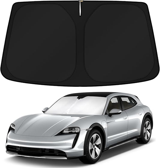KUST Windshield Sun Shade for 2020-2024 2025 2026 Porsche Taycan Sedan Accessories Custom Fit Sunshade Sun Visor Protector Foldable Blocks UV Rays Keep Your Car Cooler