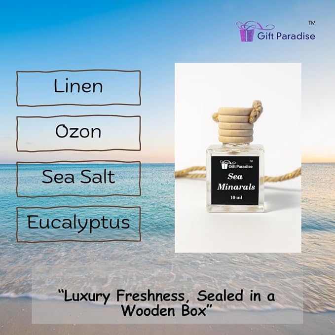 Sea Minerals Car Freshener Set of 3 – Long Lasting Premium Air Fresheners with Velvet gift bag – Refreshing Oceanic Scent for Car, Closet & Office