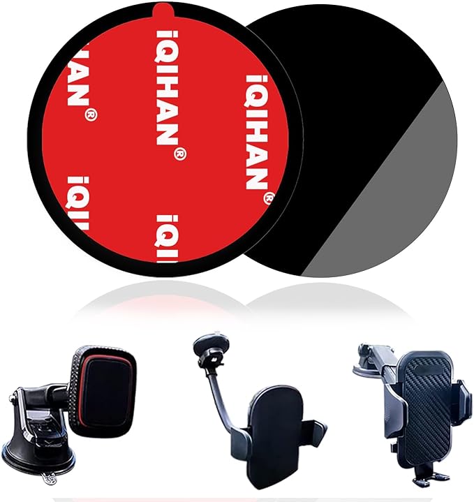 Adhesive Dashboard Pad Mounting Disk for Suction Cup Phone Mount, Heat Resistant Sticky Disc for Car Cell Phone Holder, 2pcs 73mm(2.87") Mount Disk Replacement for Sat Nav Holder Base, Tablet Bracket