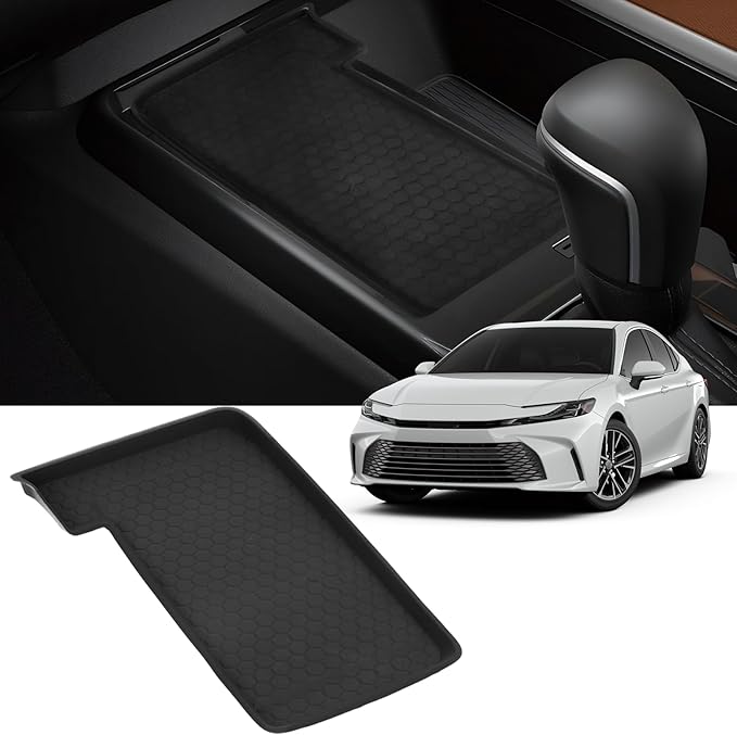 Center Console Wireless Charging Mat Compatible with Toyota Camry 2025 2026, Anti-Slip Waterproof Wireless Charging Protective Pad Car Interior Accessories Black