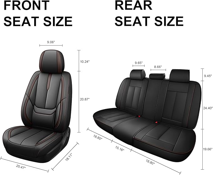 Fit for 98% of Mercedes Benz Car Seat Covers, Premium Nappa Leather Seat Cover, Fully Wrapped Protect Modern Style Seat Cover (5-Seat Standard, Black & Coffee)
