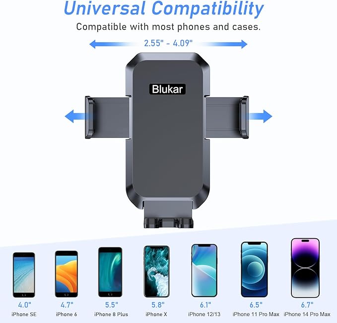 Blukar Car Phone Holder Mount, Super Stable Air Vent Cell Phone Car Mount with 2025 Metal Hook Clip, 360° Rotation,One Button Release for iPhone, Galaxy, Google, and All Other Smartphones