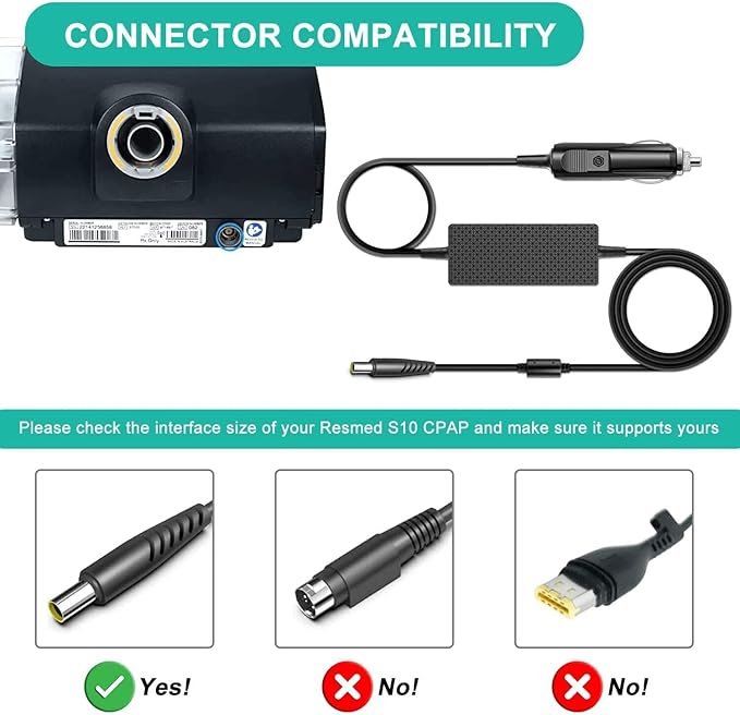 HKY for Resmed Airsense 10 DC Converter 24V 90W DC Adapter Fit Resmed AirSense 10 CPAP/Elite/AutoSet/AutoSet for Her,AirCurve 10 & AirStart 10 Series CPAP/Bipap Machine Power Cord Airsense 10 Supplies