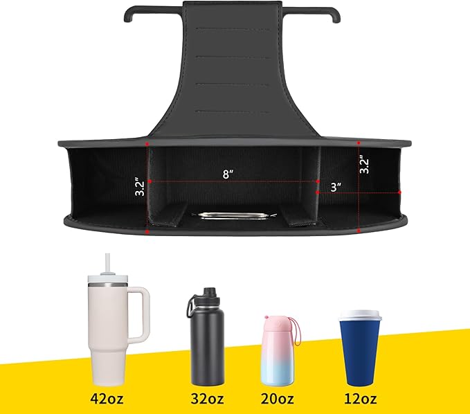 Backseat Seat Car Organizer, Multifunctional Adjustable Car Organizers and Storage, Universal Car Seat Organizer, Car Tissue Organizer with Cup Holder, Black
