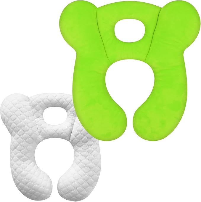 Baby Travel Pillow, Upgrade U-Shape Infant Pillow for Car Seat Pushchair and Stroller, Soft Comfortable Sleep Cushion for Kids Newborn and Toddler -Light Green