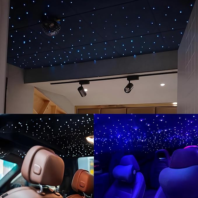 AKEPO 16W Small Size RGBW Twinkle Fiber Optic Lights kit, 200pcs 0.03in 9.8ft/3m Optical Fiber + APP Control+ Music Activated Starlight Headliner Kit for Car/Star Ceiling Light for Home