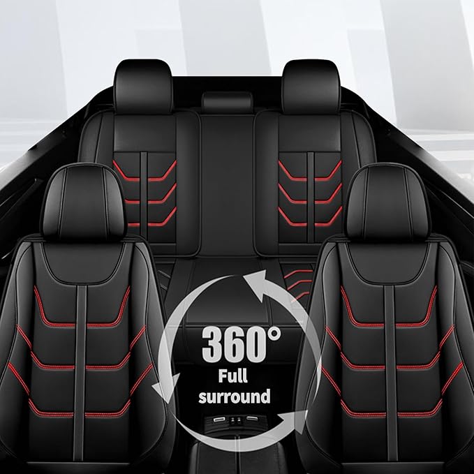 TTX LIGHTING Car Seat Covers fit for Mazda 6 2010-2021 Full Set: Premium Leather Automotive Seat Cover with Airbag Compatible Waterproof (5 Seats, Redline)