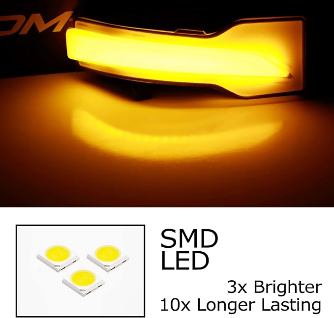 iJDMTOY Black-Out Smoked Lens Full LED Strip Dynamic Sequential Blink/Flow Side Mirror Turn Signal Light Assembly Kit Compatible with Subaru Impreza Legacy Crosstrek Ascent Forester, etc