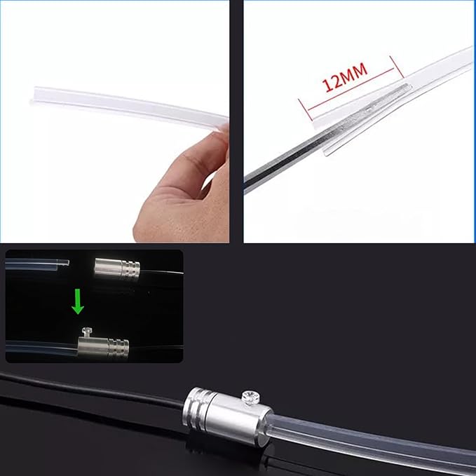 Jushope Fiber Optic for Interior Car Lights, 236 inches PMMA Light Guide Cable, Car Ambient Lighting Extension Fiber Optic with 6mm Skirt (Integrated Molding Style)