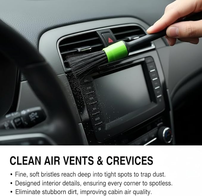 YKT Windshield Cleaner Tool, Car Interior Cleaning Kit & Car Detailing Kit with Car Detailing Brush and Microfiber Head for Car Wash Kit