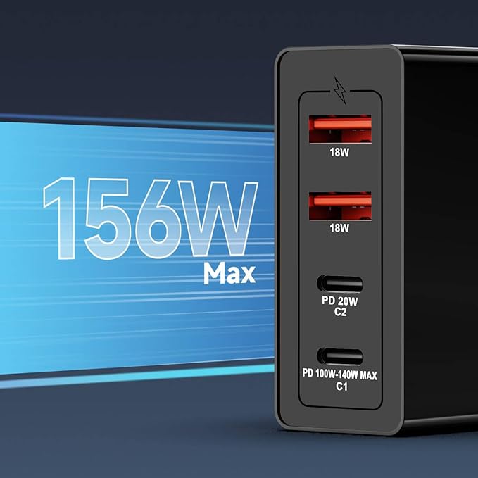 TAIFU 28V 5A PD3.1 140W USB C GaN Charger for Yacht Block Fast Car Charging Station 4-Port Power Adapter for Steamdeck MSI Titan 18 HX Ai Gaming Laptop, Chromebook, 40W iPhone 17/17 Pro/17 Pro Max