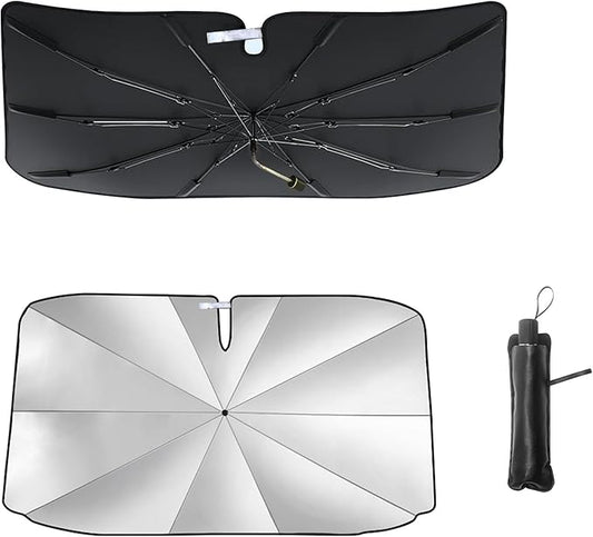 Windshield Sun Shade Umbrella, Portable Foldable, Spring Structure Wind Shield, Front Window Sunshade, Protect from Sun Rays Car Windshield, Universal for Any Car (61'' x 33.4'')